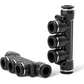 TAILONZ PNEUMATIC 3/8 Inch OD 5Pcs Straight Push Connectors Plastic Quick Release Connectors Air Line Fittings PK-3/8(5 Way)