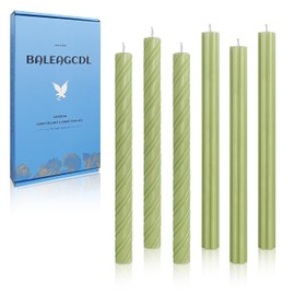 Dripless Taper Candles Unscented Grass Green Spiral Candles Smokeless Long Dinner Candles 10 Inch Long Lasting Burn Roman Column Candlesticks for Home Decoration Christmas Gifts