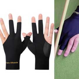 DILUSILK 2 pcs Anti Slip Billiard Glove 3 Fingers Show Gloves Left Hand Snooker Glove Billiard Accessories Fits on Left Hand for Men Women