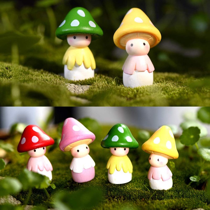 MAOMIA 8 Pcs Miniature Mushroom Dolls, Fairy Garden Doll Figurines