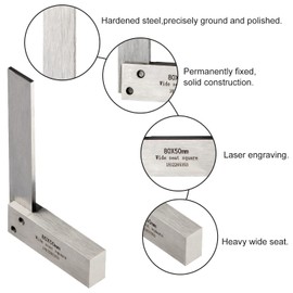 Boomgood Machinist Square Set Engineer Precision Mini Wide Base 90 Degree Right Angle Ruler Hardened Steel 4 Pieces, Silver (BG-0326)