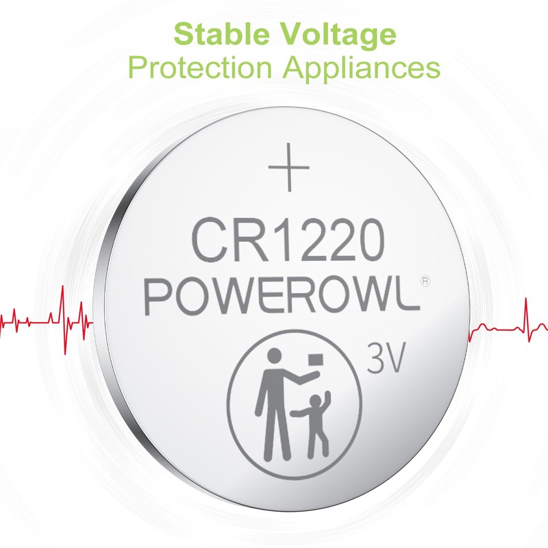 POWEROWL High Capacity CR1220 Battery (15-Pack) 3v Lithium Batteries, 10