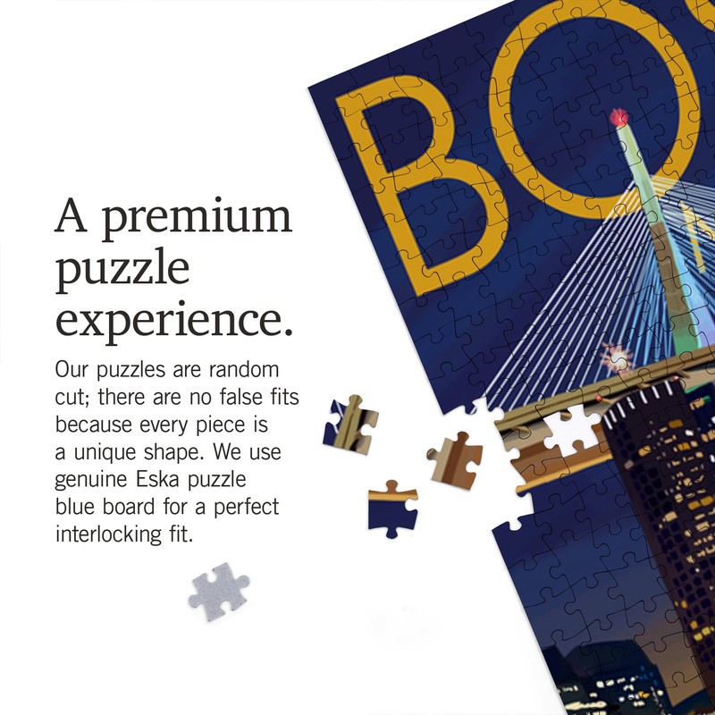 Lantern Press 1000 Piece Jigsaw Puzzle, Boston, Massachusetts, Skyline at