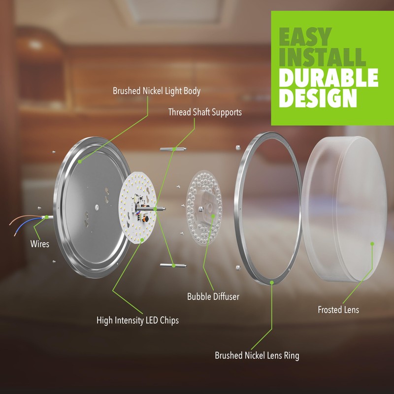 Leisure LED Brushed Nickel Ceiling Light 10 inch Flush Mount