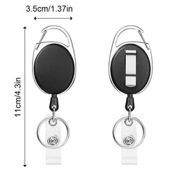 Pack of 2 Retractable Key Chain Lanyard Extendable for Keys ID Badge Holder Card Holder and Belt Clip (Black)