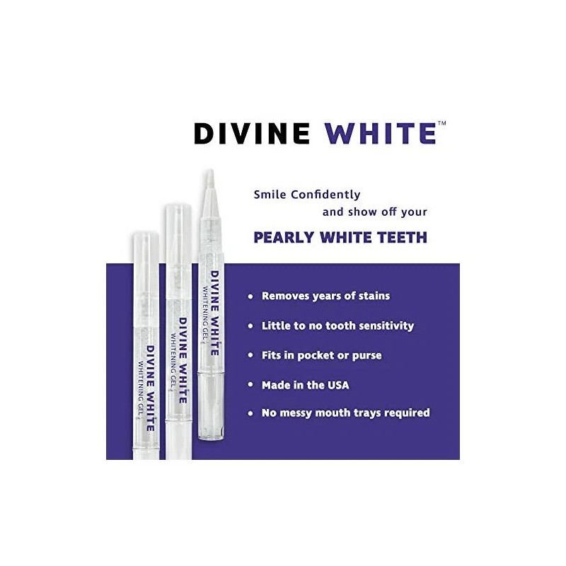 Divine White Teeth Whitening Pen with Brush Tip Applicator -