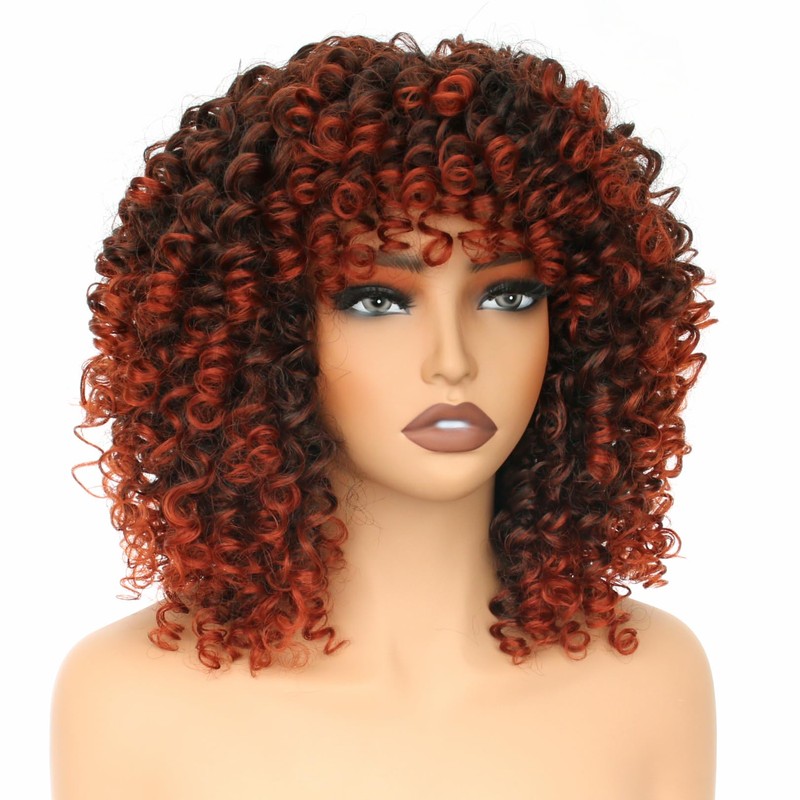PORSMEER Pelucas Afro Rizadas De 35 Cm Para Mujer, Cortas,