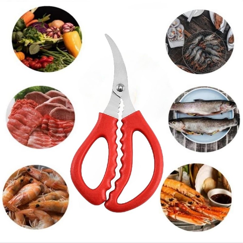 4 Pcs Seafood Scissors for Kitchen Multifunctional Seafood Fish Crab