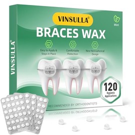 VINSULLA Cera Para Ortodoncia 120 Unidades Envase Individual Higiénico Puntos De Cera Dental Menta