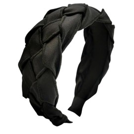 Wide Braided Twist Headband for Women Cross Woven Hairband Cute Makeup Workout Hair Wrap Accessories (Black, One size)