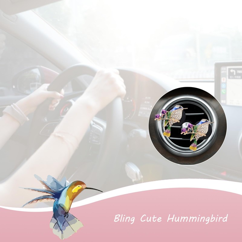 ORIESSE Hummingbird Air Vent Clips Car Fresheners,2pcs Bling Cute Bird