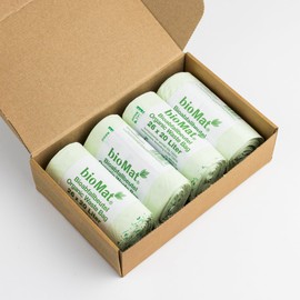 bioMat Compostable 10 Litre Organic Bin Bags with Carry Handle, 104 Bags, Premium Quality, DIN+ Certified, Climate Neutral, Made in Germany