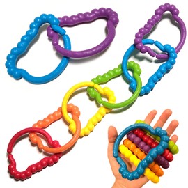 KIDS KORNER Baby Rings Toy Links Educational Toys - Link Toys, Teething Toys, Infant Toys, Baby Accessories, Stroller Toys, Car Seat Toys, Fine Motor Rainbow Jumbo Toys for Toddlers