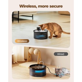 Wireless Cat Water Fountain Cordless: Battery Operated Cat Fountain - 108oz/3.2L Automatic Pet Water Dispenser Rechargeable Drinking Fountains for Cats Indoor with Motion Sensor Multiple Cats and Dogs