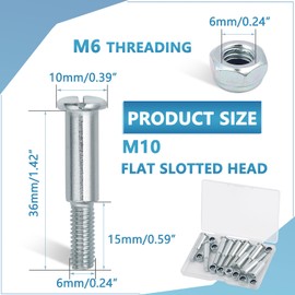 GOFIRA Motorcycle Handlebar Lever Pivot Bolt in Low Carbon Steel Material,M10 Flat Slotted Head,M6 Threading,Overall Lenght 32mm,Compatibel with 25mm Handlebar Brake Master Cylinder,Pack of 10