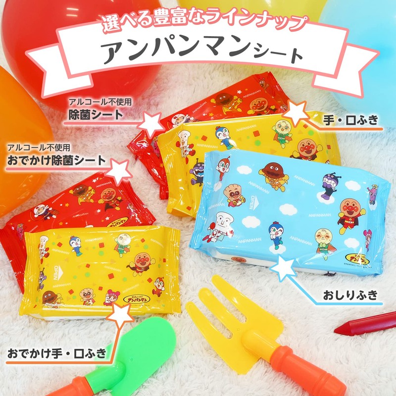 LEC Anpanman Wet Wipes Lid, Baikinman (Peel and Stick and