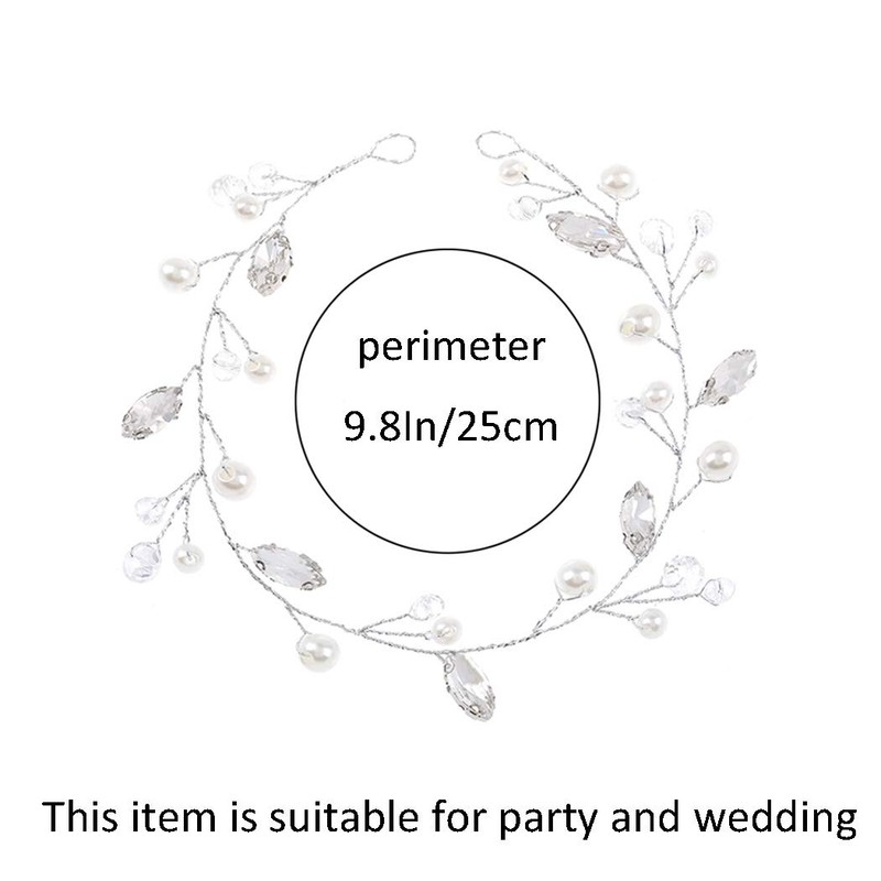 JONKY Silver Bridal Hair Vine Wedding Rhinestone Head Piece Bride