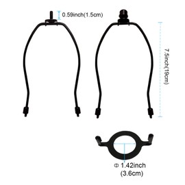 8" Lamp Shade Harp Holder and E26 Light Base UNO Fitter Adapter Converter Finial Set,for Table and Floor Lamps