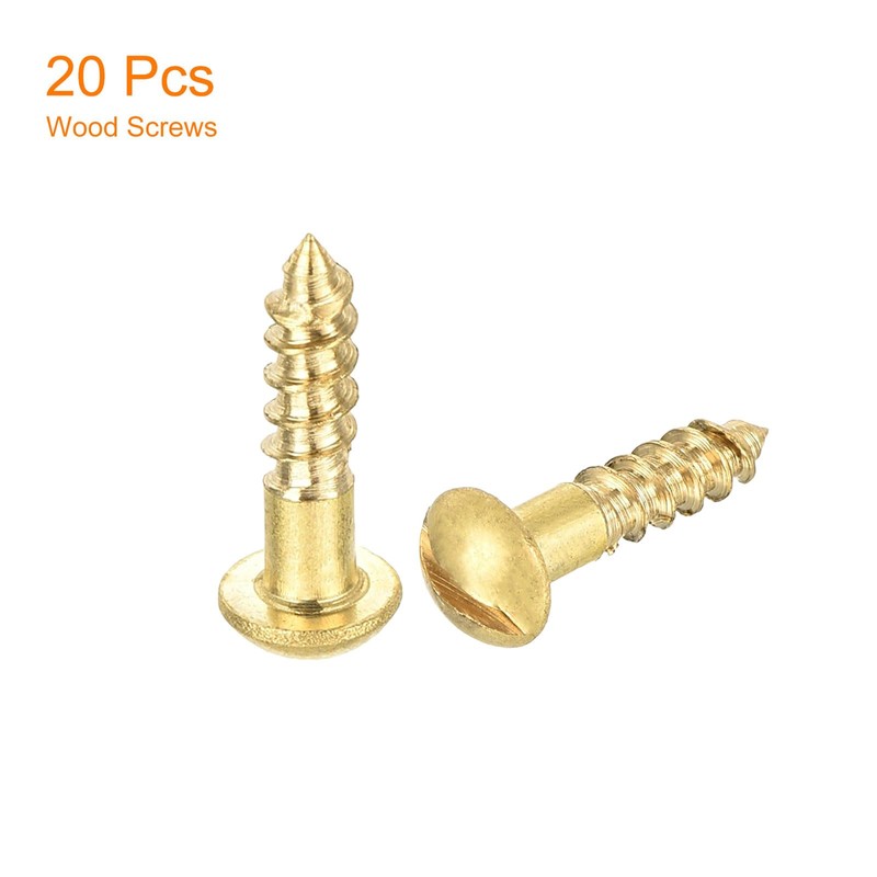 sourcing map Wood Screws M3 x 12mm Slotted Round Head