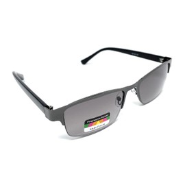 Metal Rectangle Progressive No Line Reading Glasses Tri-Focal Sunglasses Readers (Gunmetal, 2.50, multiplier_x)