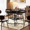 Ustovian 51IN Round Dining Table Black Wooden Chair Metal Frame