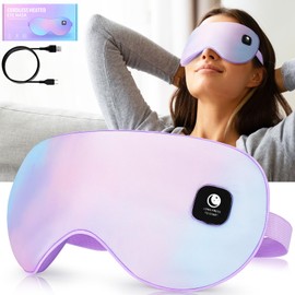 Heated Eye Mask, Cordless Warm Eye Compress for Dry Eyes, Blepharitis,Light Blocking Heat Eye Mask for Men Women, Electric Warm Eye Mask for Airplane Sleeping,Blackout Eye Mask for Travel (Colorful)