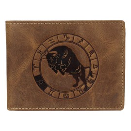 Greenburry Vintage Zodiac Sign Leather Wallet 12 cm, Taurus, Vintage