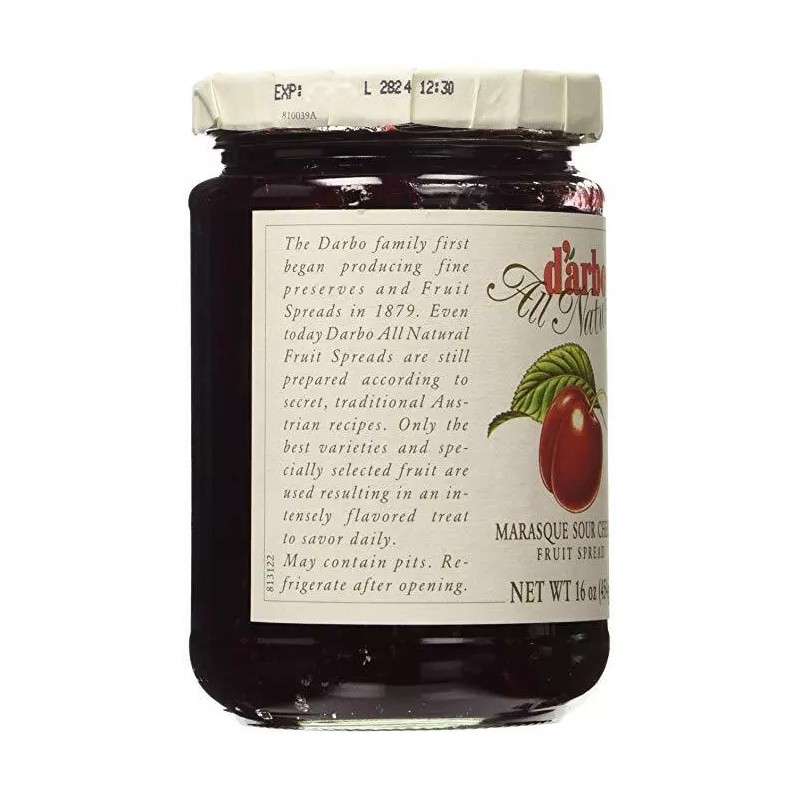 D'arbo All Natural Fruit Spread Marasque Sour Cherry, 16 Ounce