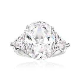 Ross-Simons 10.00 ct. t.w. Oval and Trillion-Cut CZ Ring in Sterling Silver. Size 8