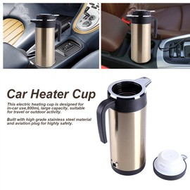 Eboxer 800 ml 12 V Portable In-Car Stainless Steel Electric Heating Bowl, Water Beginner Travel Use Boils for Tea, Coffee Making, for Outdoor Activities