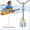 URONE Guitar Necklace 925 Sterling Silver Mountain Guitar Pendant Music