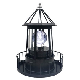 Rowzzi LED Solar Powered Lighthouse, 360 Degree Rotating Lamp Courtyard Decoration Waterproof Garden Smoke Towers Statue Lights for Outdoor Garden Pathway Patio