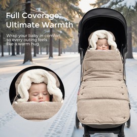 Momcozy Stroller Footmuff Universal | Easily Attaches to Most Strollers | Ultra-Plush,Weather-Proof | Deluxe Warm Stroller Bunting Bag | Extendable Stroller Cover for Winter | Adjustable Buckle