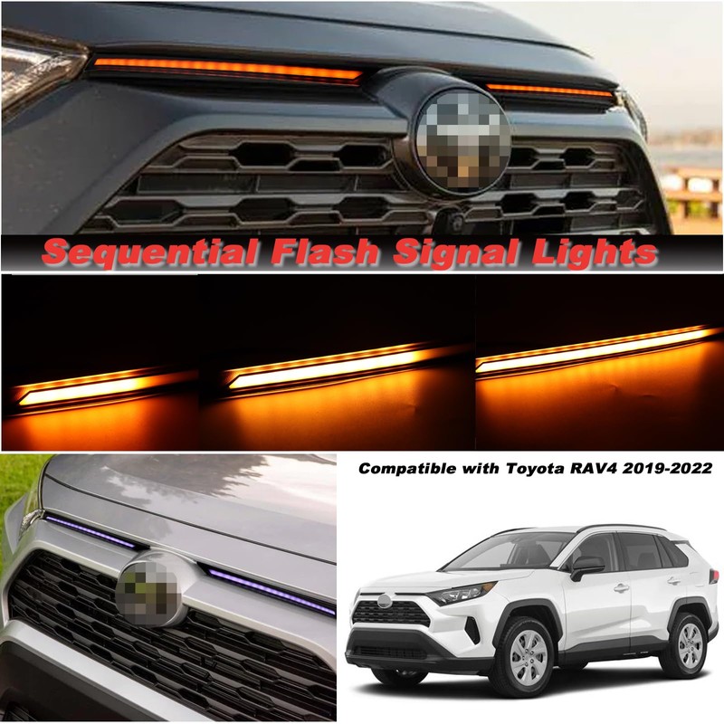 KEEGTBOX Switchback White/Amber LED DRL Front Fog Grille Lamp Daytime