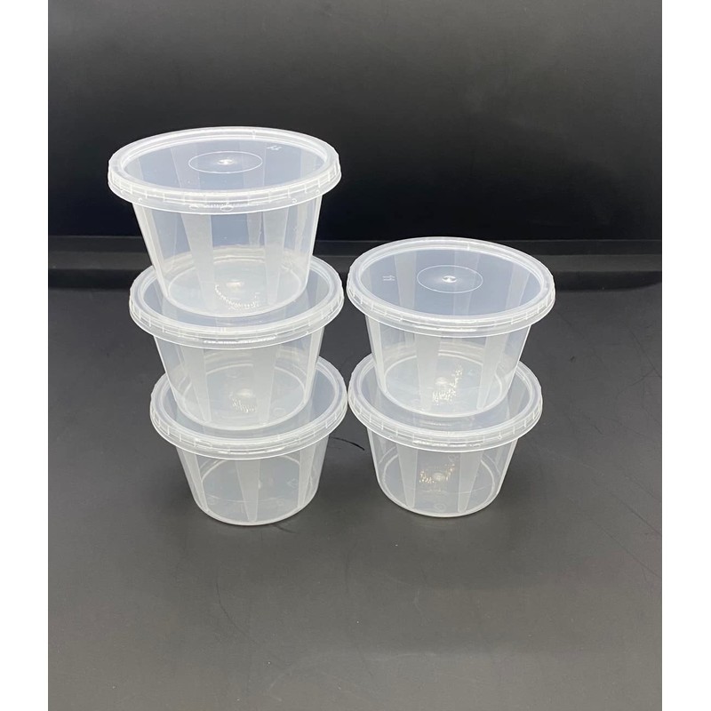 4oz Round Plastic Food Containers Lids Deli Pot or Sauce