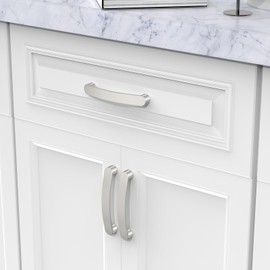 FURNIWARE Pack of 10 Brushed Nickel Cabinet Handles, Kitchen Handles Drawer Pulls 128mm(5 Inch) Hole Center, Hardware Modern Kitchen Cabinet Door Handles, for Kitchen and Bathroom Cabinets Cupboard