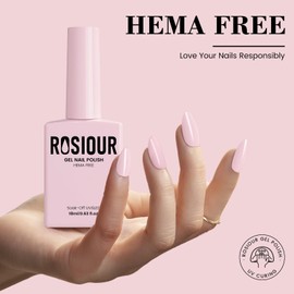 Rosiour HEMA-Free Gel Nail Polish, 18 ML Baby Pink Light Pink Pastel Pink Gel Polish for Women Girls Gift, Soak Off Spring Nail Art High Gloss Professional Gel Nail Manicure Salon DIY