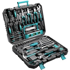 TLGREEN 79 Pieces Tool Set,Car Tool Kit,Basic Tool Kit with Tool Box,Ratchet Handle,Bits Driver Handle, Adjustable Wrench, Home Tool Kit for Car, Motorcycle,Bicycle,Dorm,Home