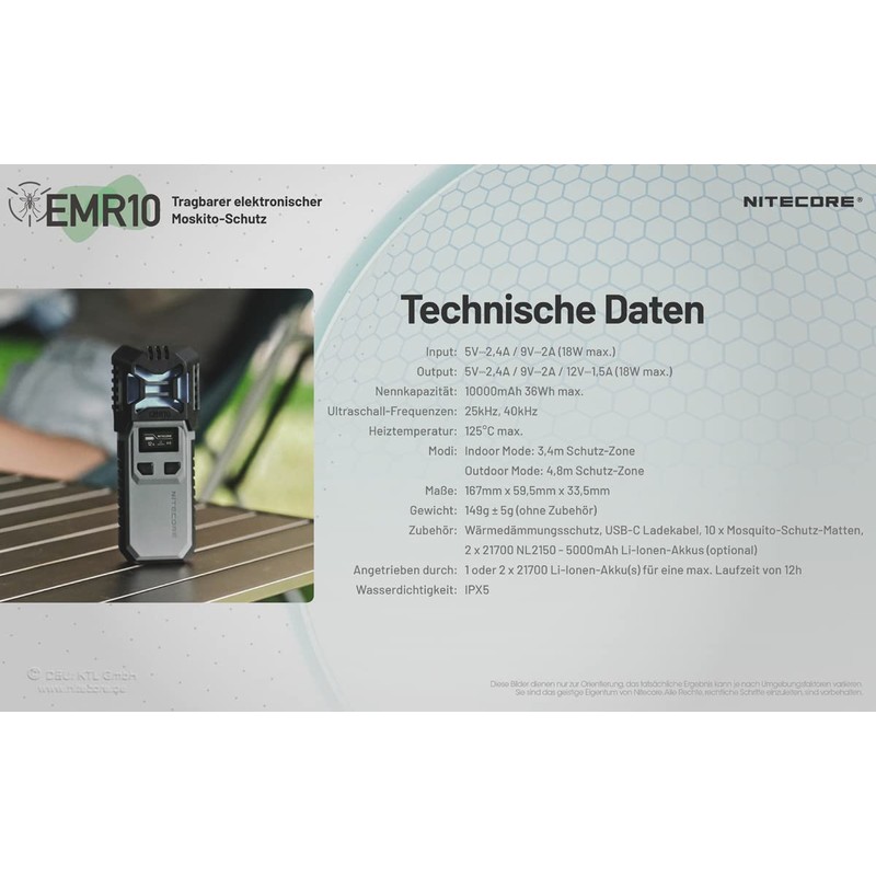 Nitecore 16 Feet Portable Electronic Multipurpose Outdoor Mosquito Repeller, 135