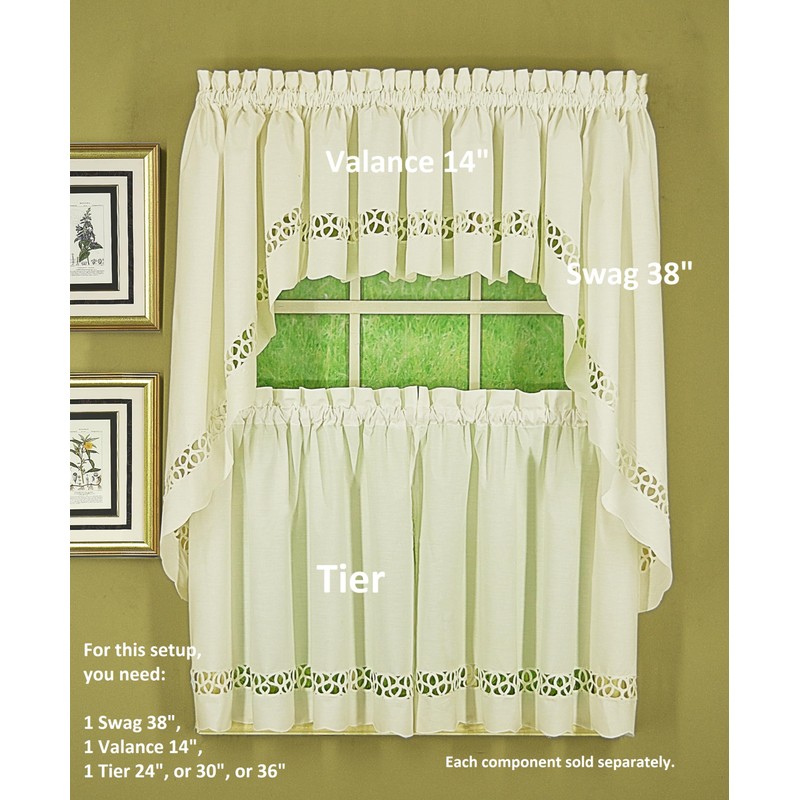 Today's Curtain Hellina Tapework Window Tier, 36-Inch, Ecru