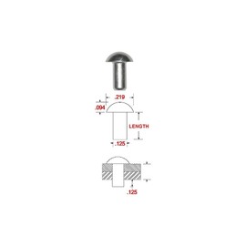 1/8" Diameter X 3/16" Length Solid Steel Round Head Rivet, Plain Finish (Pack of 1/2 Pound - Approximately 365 Pieces)