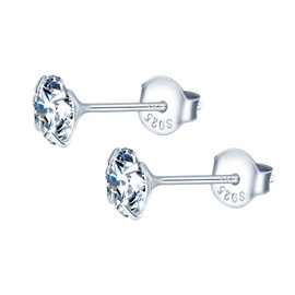 MOOFUN Cubic Zirconia Stud Earrings Silver 925 Women Girls: Hypoallergenic Cartilage Piercing Earrings for Multiple Ear Holes - Birthday Anniversary Party Gift for Her Mum Girlfriend Wife Daughter,