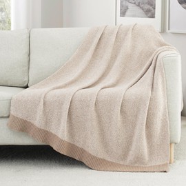 Carriediosa Heather Throw Blanket 50" X 60", 400GSM Ultra Soft Microfiber Fuzzy Fluffy Reversible Knitted Blankets Cozy Plush Lightweight and Warm Fall Throws for Couch, Bed, Sofa, Taupe