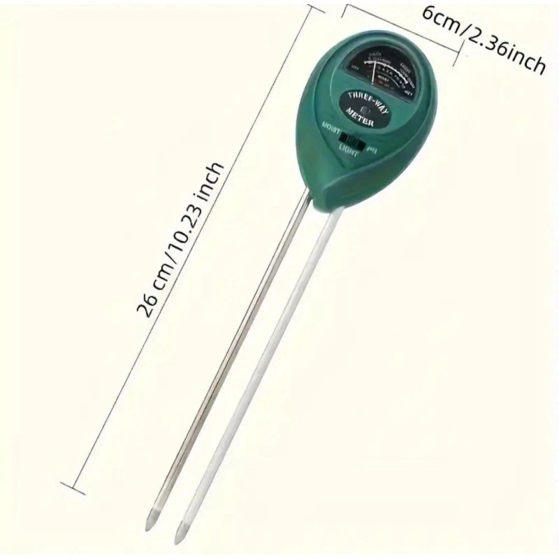 Generic 3-Way Soil Meter With Light Moisture & pH Levels