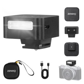 ZENIKO ZF08 Mini Camera Flash Speedlite Attachment Flash GN16.5 Power Levels CCT 6500k ±200k with Universal Hot Shoe Mount for Sony/Canon/Nikon/Panasonic/Olympus (Black, ZF08)
