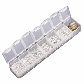 BEADNOVA Silver Plated Open Jump Rings 3mm 4mm 5mm 6mm 7mm 8mm Box Set with Jump Ring Open Tool for Jewelry Making (2000pcs Box Set)