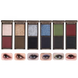 LIANGNISHI 2 Colors Eyeshadow, Matte Pearl Shiny Eyeshadow, Waterproof and Sweatproof, Smoky Punk Eyeshadow, Long Time Makeup, Easy to Use for Beginners, 6 Colors for Choice-2# Wood Smoke Brown