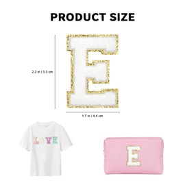 Yovell Self-Adhesive Iron on Letters 5 Pcs 2.2 inch Chenille Letter Stickers Alphabet Embroidered Applique Stick On Patches for Clothing Jackets Backpack Hat DIY Phone Bags (E)