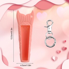 Lip Balm Holder Keychain, Portable Silicone Lip Balm Protective Case with Key Chain Lipgloss Gloss Cap Charms Compatible with Summer Fridays (Vanilla Pure Color)