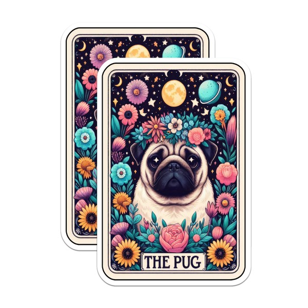 (2 Pack) The Pug Tarot Card Magnets - Pug Dog
